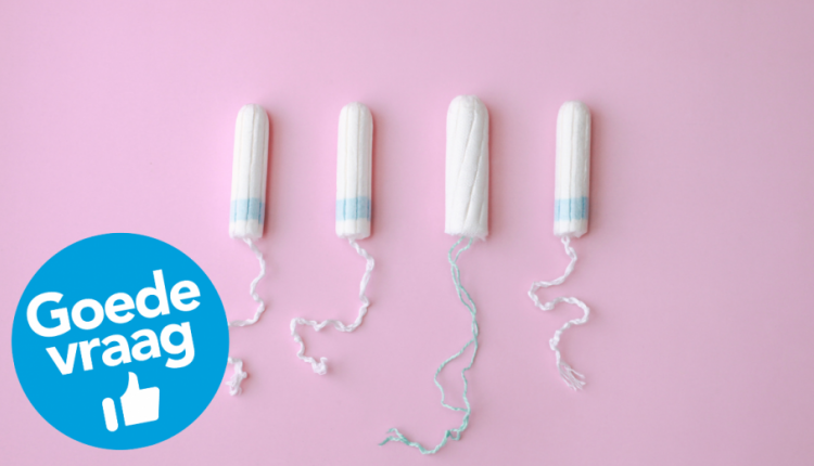 Vier tampons op een rij en de tekst 'goede vraag'