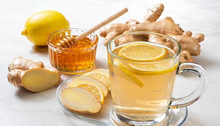 Gemberthee met citroen, honing