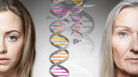 Oudere en jongere vrouw met DNA strengen