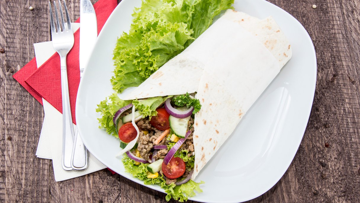 Wraps gevuld met gehakt